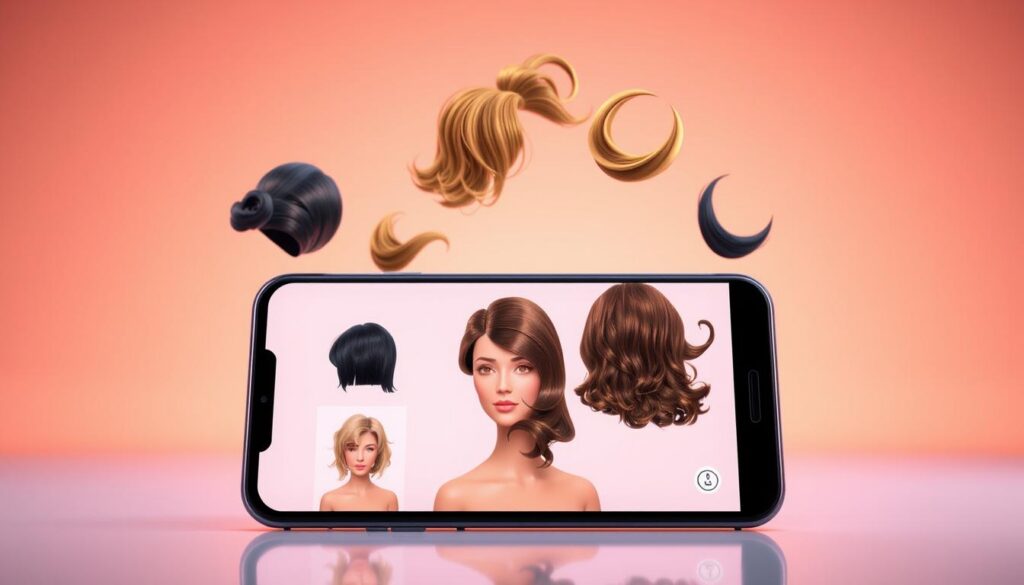 funcionalidades aplicativos cabelo simulador