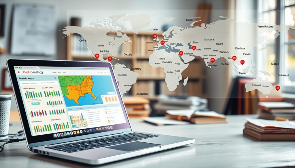 Mapas dinâmicos e recursos interativos de pesquisa genealógica