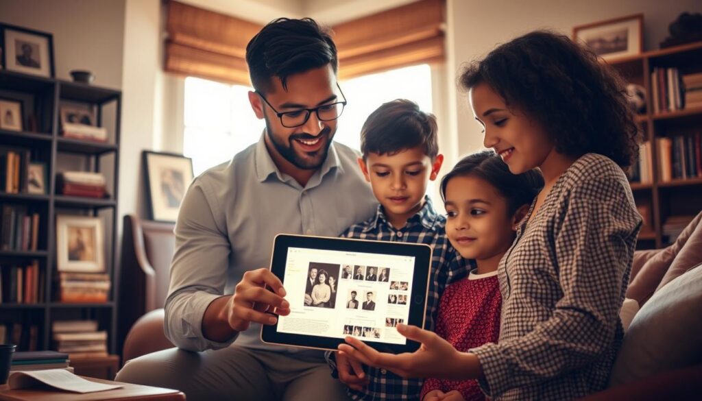 integração tecnologia história familiar