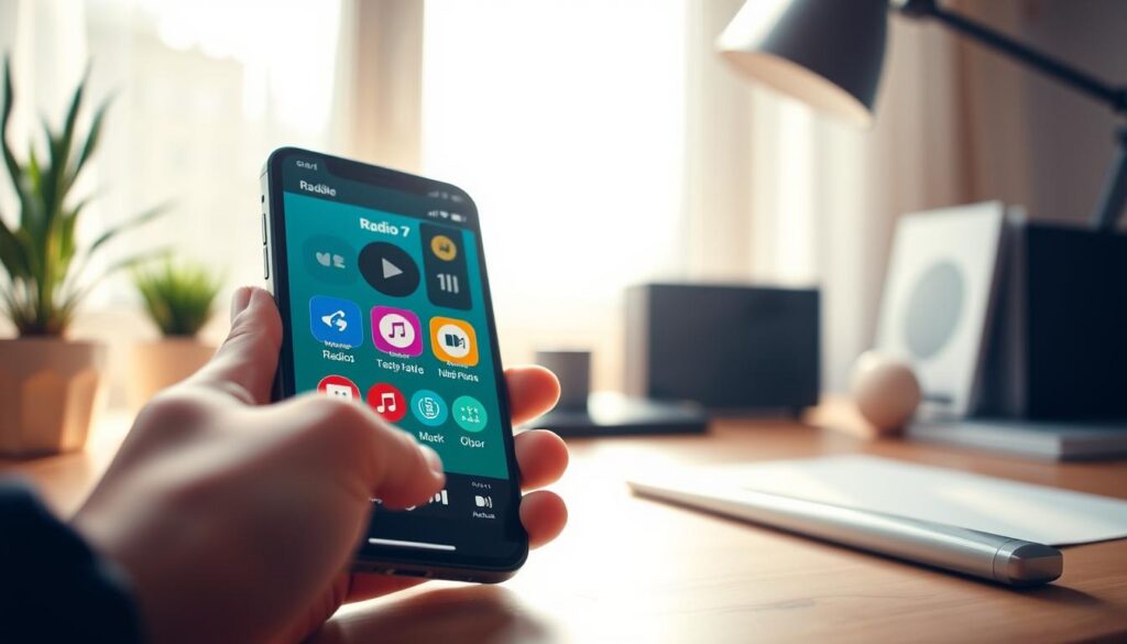 interface de aplicativo de rádio