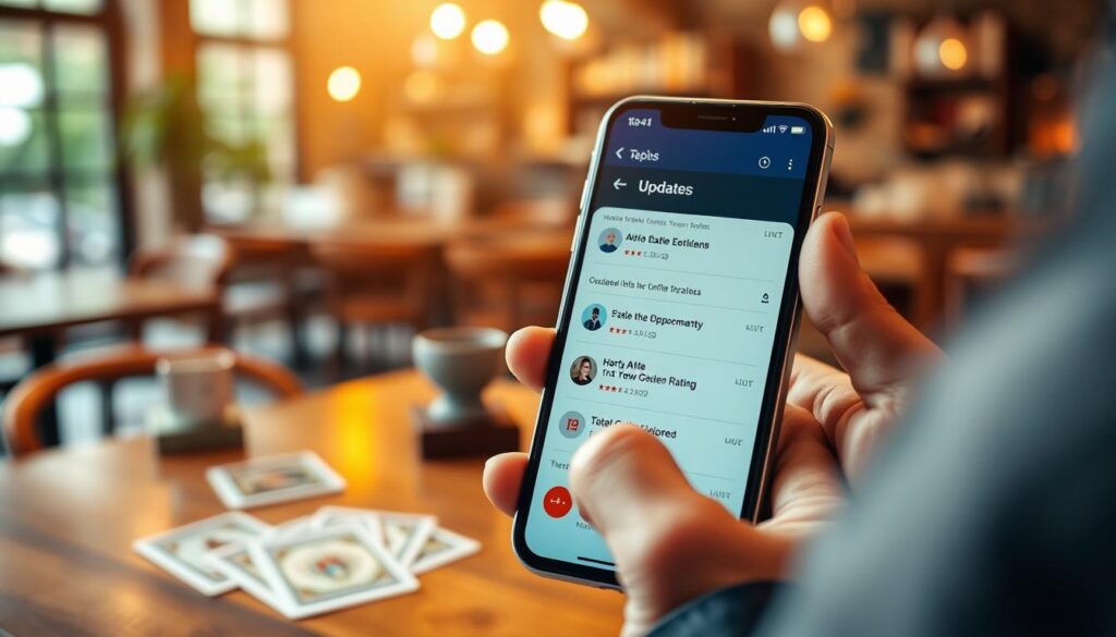 avaliações dos usuários e atualizações dos aplicativos