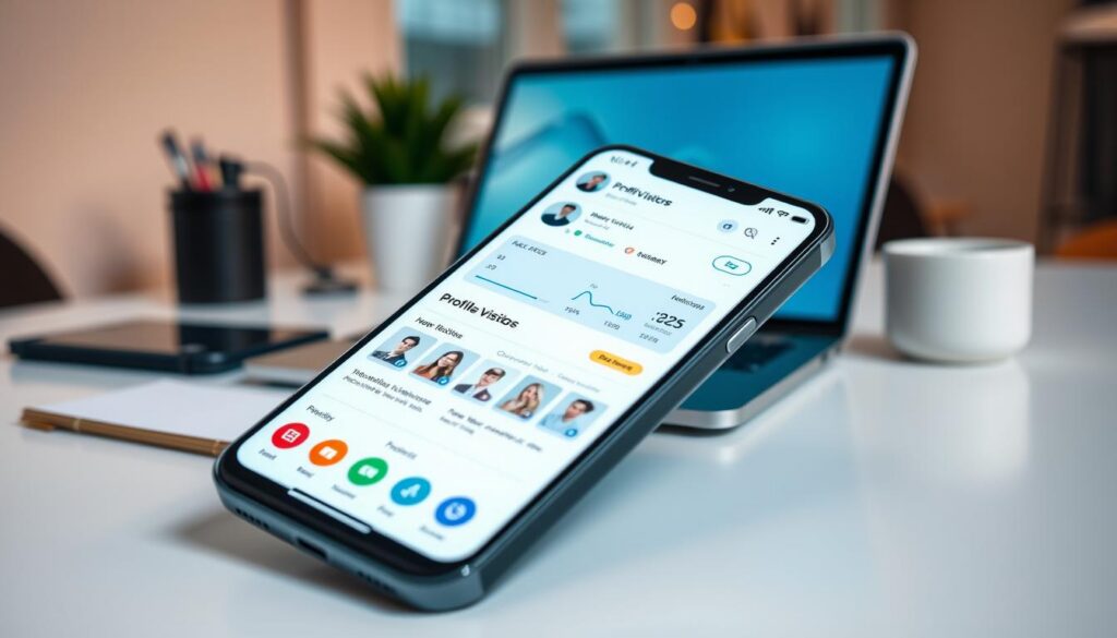 interface do aplicativo para ver visitantes do perfil