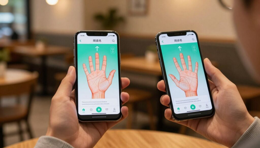 comparação de aplicativos de leitura de mãos