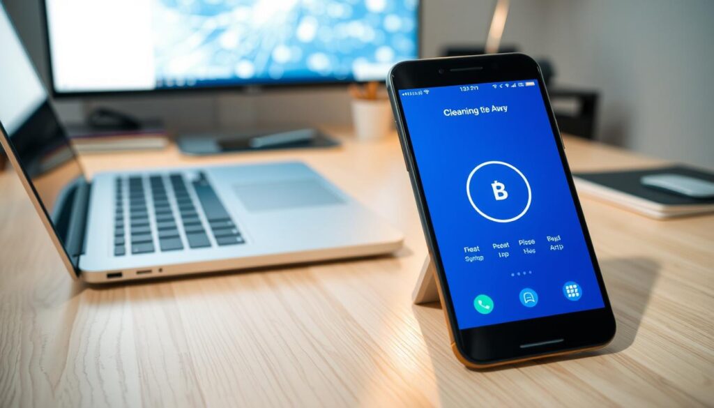 download e instalação de aplicativo de limpeza