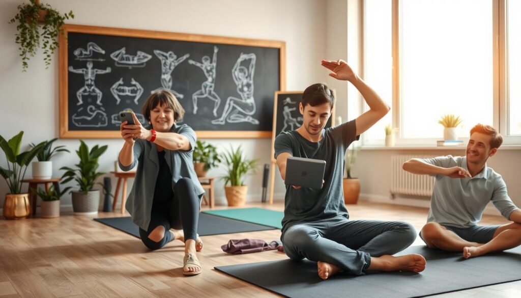 recursos de aplicativos de alongamento