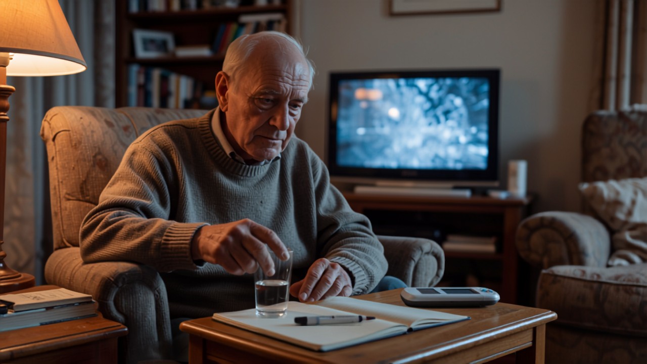 Registrando a glicose à noite em casa
