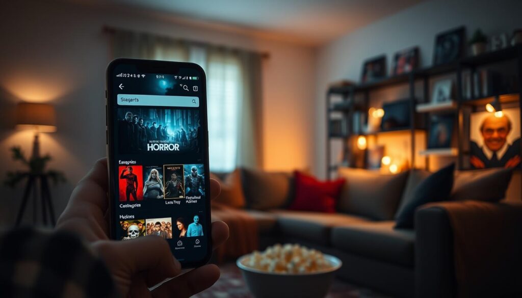 Funcionalidades e interface dos aplicativos para filmes de terror Funcionalidades e interface dos aplicativos para filmes de terror